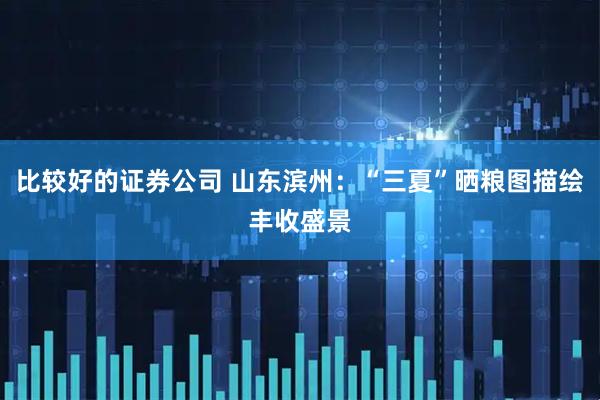 比较好的证券公司 山东滨州：“三夏”晒粮图描绘丰收盛景